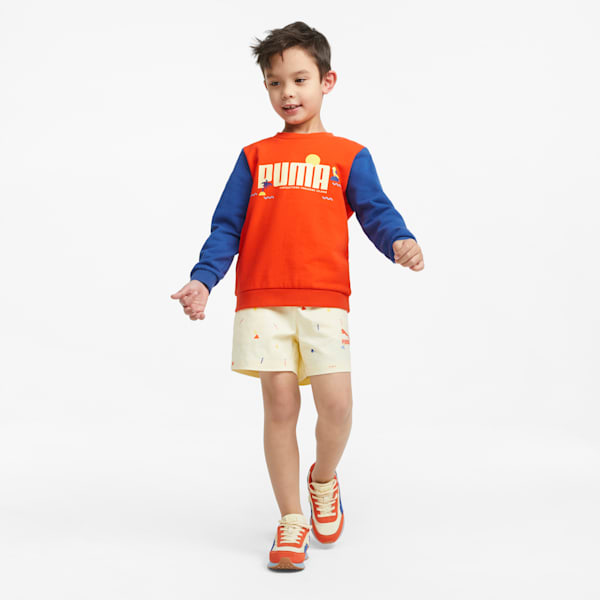 Sudadera de cuello redondo con bloques de color PUMA x TINY para niños, Cherry Tomato, extralarge