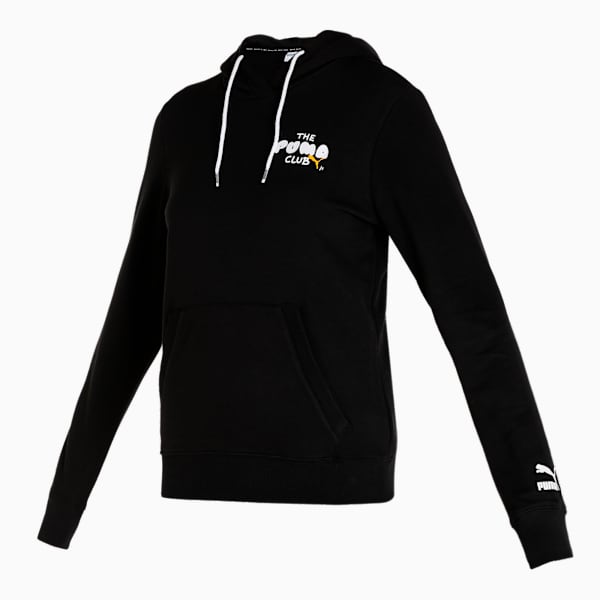 Club Graphic Women's Regular Fit Hoodie, Puma Black, extralarge-IND