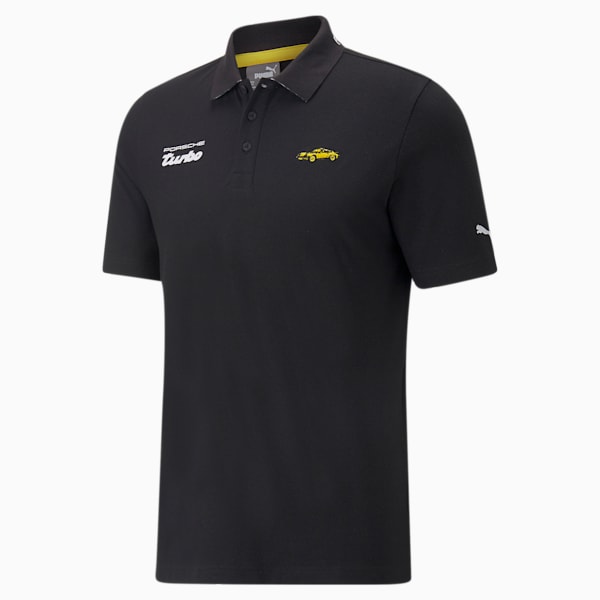 Men's PUMA Porsche Legacy Regular Fit Polo T-shirt in Black size M