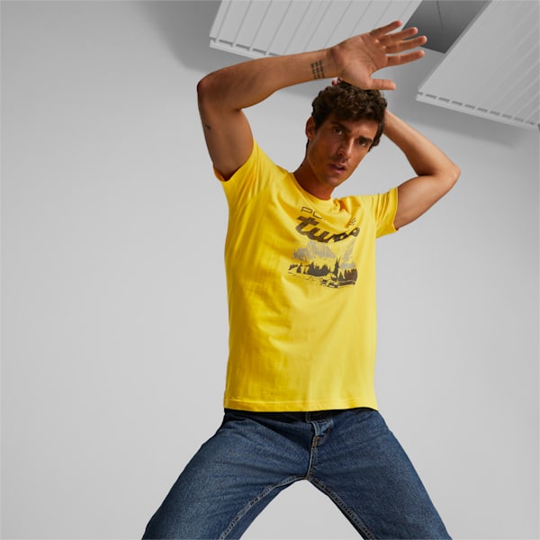 Porsche Legacy Graphic Men's Regular Fit T-Shirt, Lemon Chrome, extralarge-IND