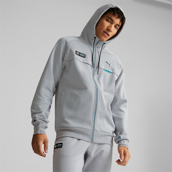 Mercedes-AMG Petronas Motorsport Formula One Men's Hooded Sweat Jacket, Mercedes Team Silver, extralarge