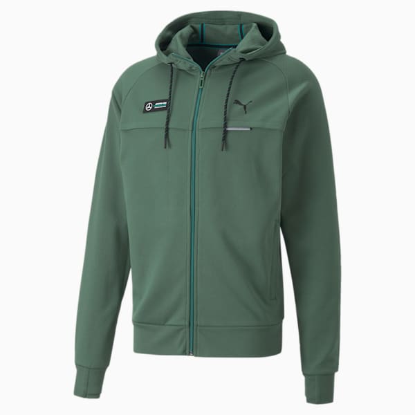 Mercedes AMG Petronas F1 Men's Regular Fit Hooded Sweat Jacket, Deep Forest, extralarge-IND