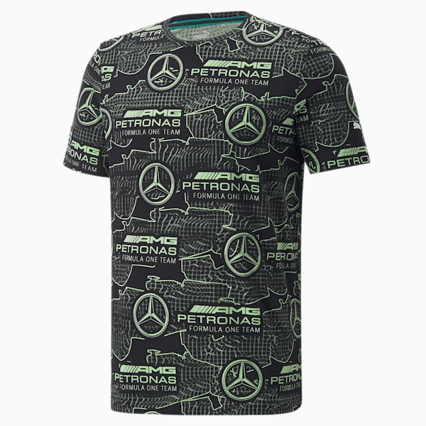 Mercedes AMG Petronas F1 Logo Men's Regular Fit T-Shirt, Puma Black, extralarge-IND