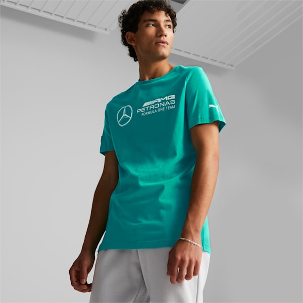 Mercedes AMG Petronas F1 Logo Men's Regular Fit T-Shirt, Spectra Green, extralarge-IND
