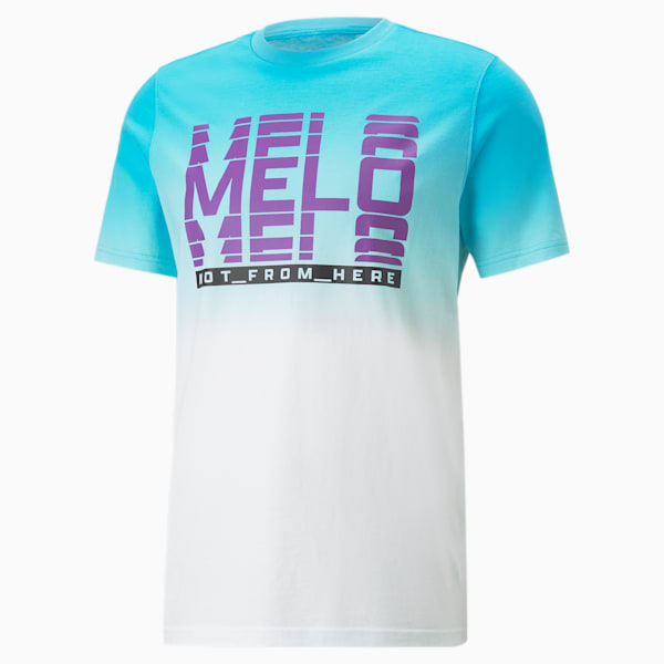 Melo Fade Short Sleeve Men's Basketball Tee, Blue Atoll