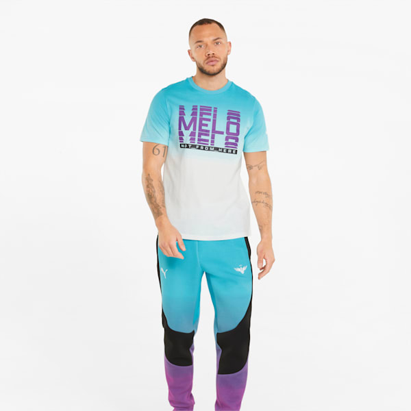 T-shirt de basketball dégradé à manches courtes Melo pour hommes, Bleu atoll