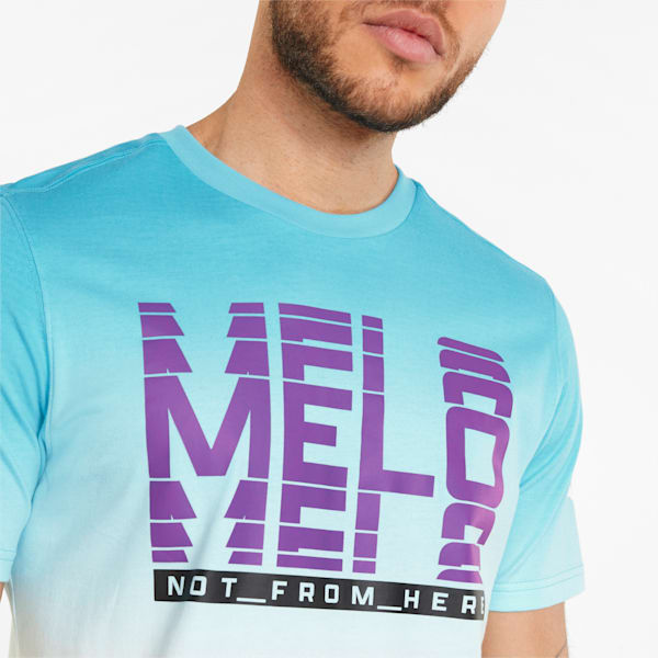 Melo Fade Short Sleeve Men's Basketball Tee, Blue Atoll