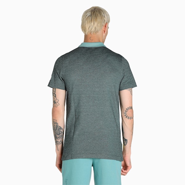 One8 Men's Jaquard Slim Fit Polo, Mineral Blue, extralarge-IND