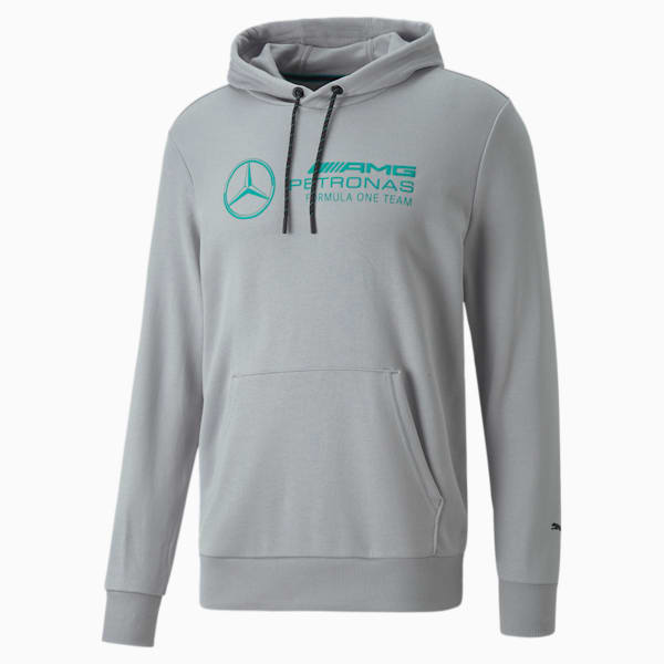 Mercedes AMG Petronas F1 Logo Motorsport Men's Regular Fit Hoodie, Mercedes Team Silver, extralarge-IND