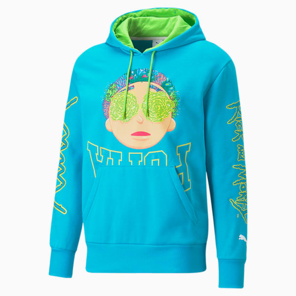 Sudadera de basketball con capucha para hombre PUMA x RICK AND MORTY, Scuba Blue, extralarge