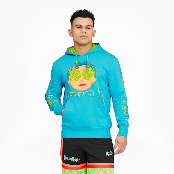 Sudadera de basketball con capucha para hombre PUMA x RICK AND MORTY, Scuba Blue, extralarge