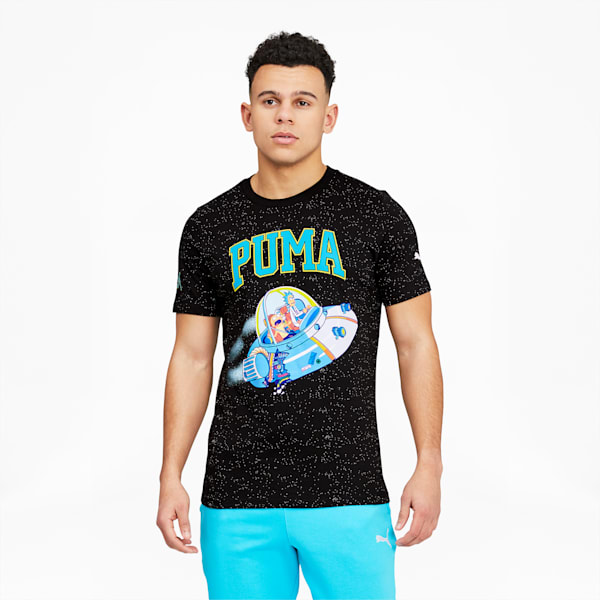 Playera deportiva de basketball de manga corta para hombre PUMA x RICK AND MORTY, Puma Black, extralarge