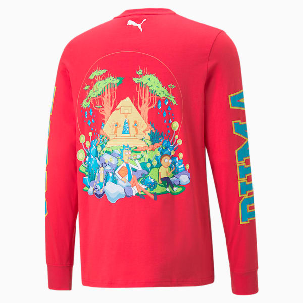 PUMA x RICK AND MORTY Long Sleeve Men's Basketball Tee, Nrgy Rose, extralarge