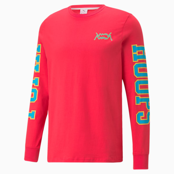 PUMA x RICK AND MORTY Long Sleeve Men's Basketball Tee, Nrgy Rose, extralarge