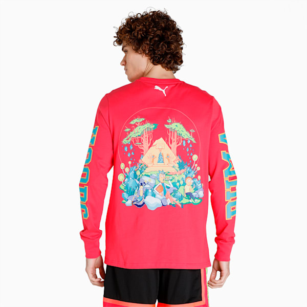 PUMA x RICK AND MORTY Long Sleeve Men's Basketball Tee, Nrgy Rose, extralarge