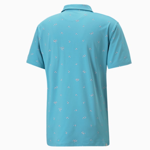 Mattr Foliage Golf Polo Shirt Men, Dusty Aqua-Purple Charcoal