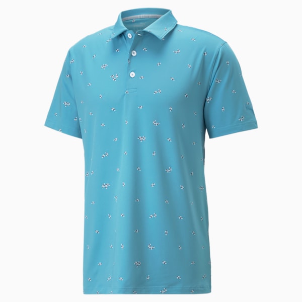 Mattr Foliage Golf Polo Shirt Men, Dusty Aqua-Purple Charcoal