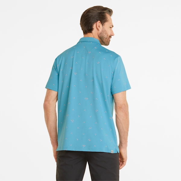 Mattr Foliage Golf Polo Shirt Men, Dusty Aqua-Purple Charcoal