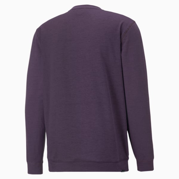 CLOUDSPUN Colourblocked Crew Neck Golf Sweatshirt Men, Purple Charcoal Heather-Puma Black Heather