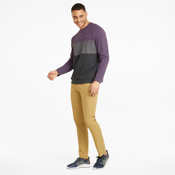 CLOUDSPUN Colourblocked Crew Neck Golf Sweatshirt Men, Purple Charcoal Heather-Puma Black Heather