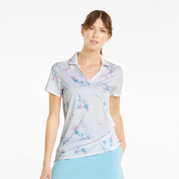 Mattr Lowlands Golf Polo Shirt Women, Bright White-Mauve Pop