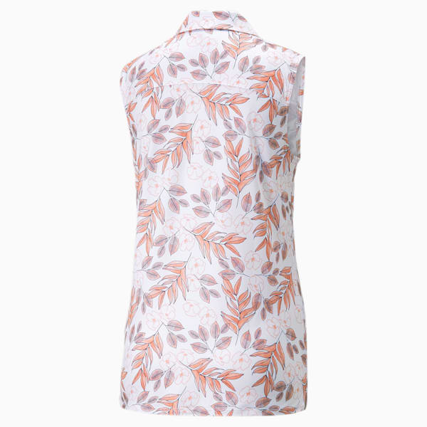 CLOUDSPUN Flora Sleeveless Golf Polo Shirt Women, Bright White-Carnation Pink