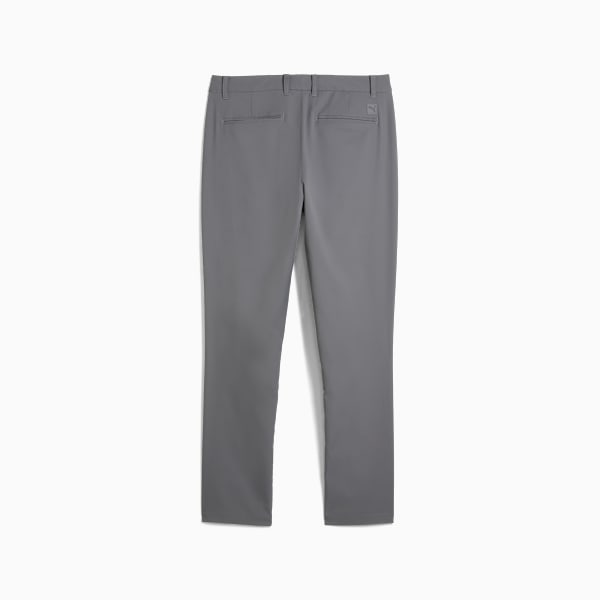 Grey PUMA trousers for adults, featuring a subtle logo and rear pockets.