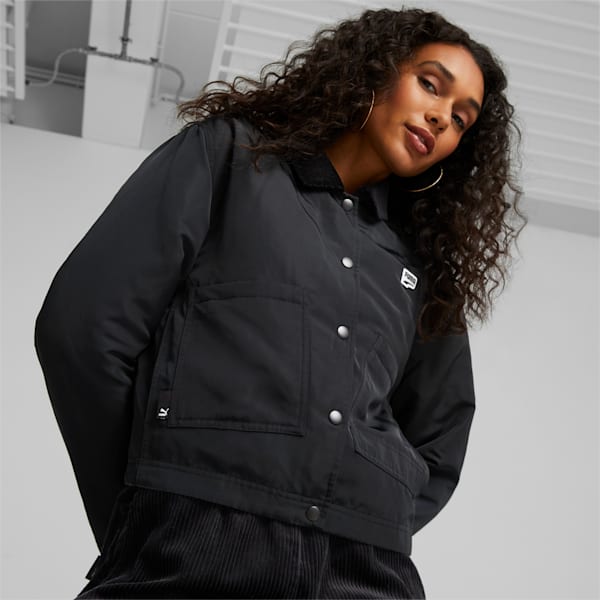 Downtown Women's Regular Fit Padded Coach Jacket, Puma Black, extralarge-IND