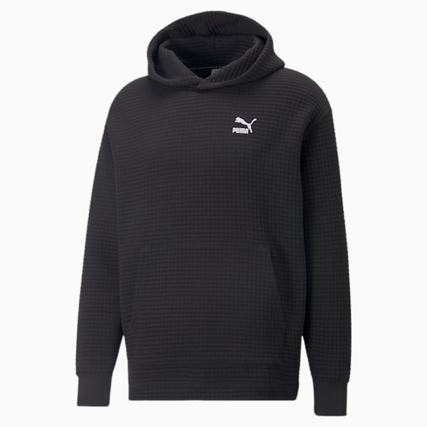 Classics Quilted Men's Relaxed Fit Hoodie, Puma Black, extralarge-IND