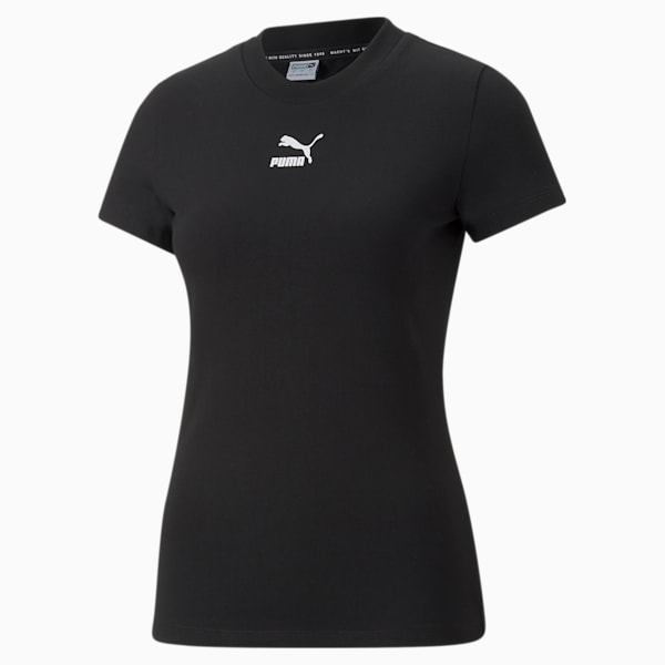 Camiseta entallada clásica de mujer, Puma Black