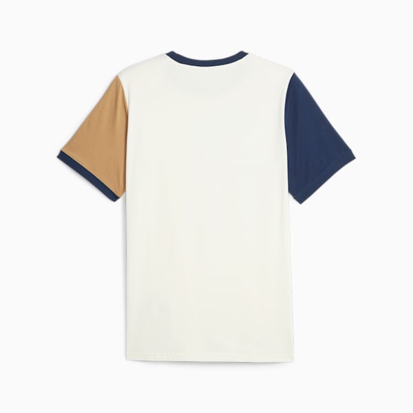 Classics Block Men's Regular Fit T-Shirt, Warm White-Persian Blue, extralarge-IND