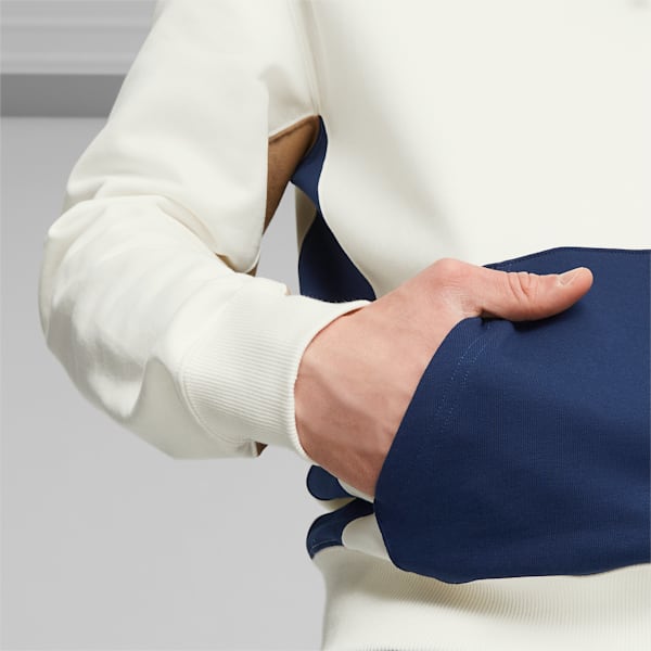 Sudadera con capucha y colores combinados para hombre, Warm White-Persian Blue, extragrande