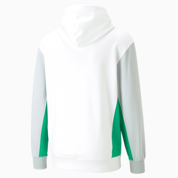 Sudadera con capucha y colores combinados para hombre, PUMA White-Platinum Gray, extragrande