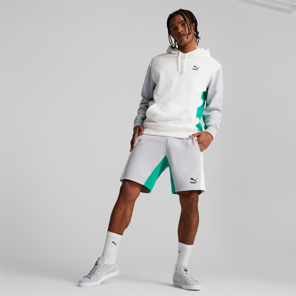 Sudadera con capucha y colores combinados para hombre, PUMA White-Platinum Gray, extragrande