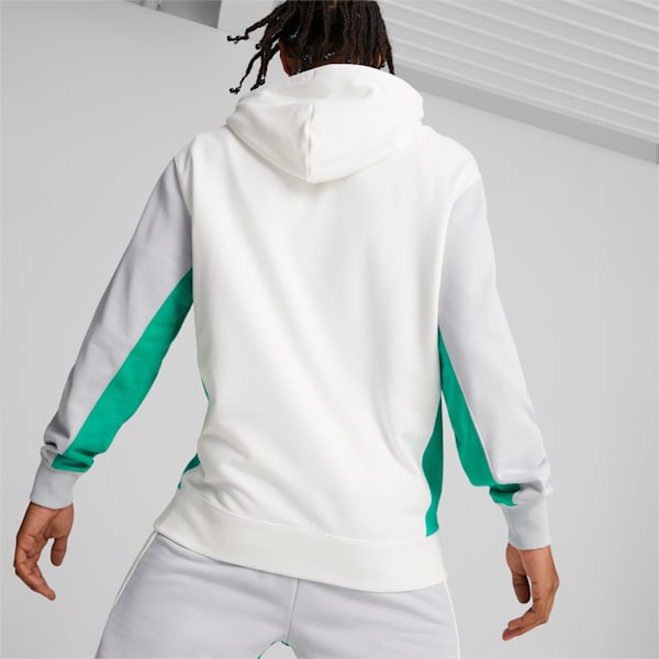 Sudadera con capucha y colores combinados para hombre, PUMA White-Platinum Gray, extragrande
