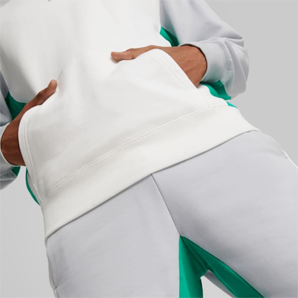 Sudadera con capucha y colores combinados para hombre, PUMA White-Platinum Gray, extragrande