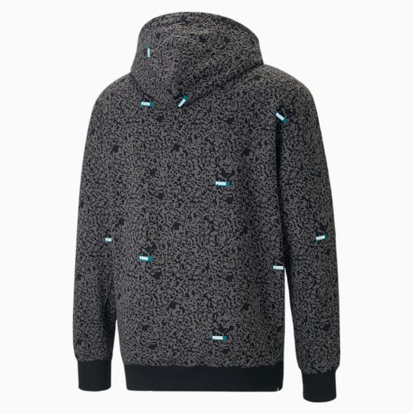 Brand Love Printed Men's Regular Fit Hoodie, Puma Black-AOP, extralarge-IND