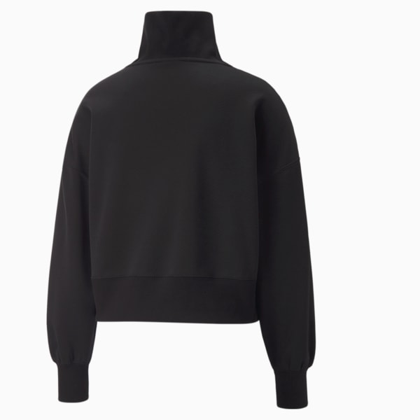 Infuse Women's Half-Zip Oversized Sweatshirt, Puma Black, extralarge-IND