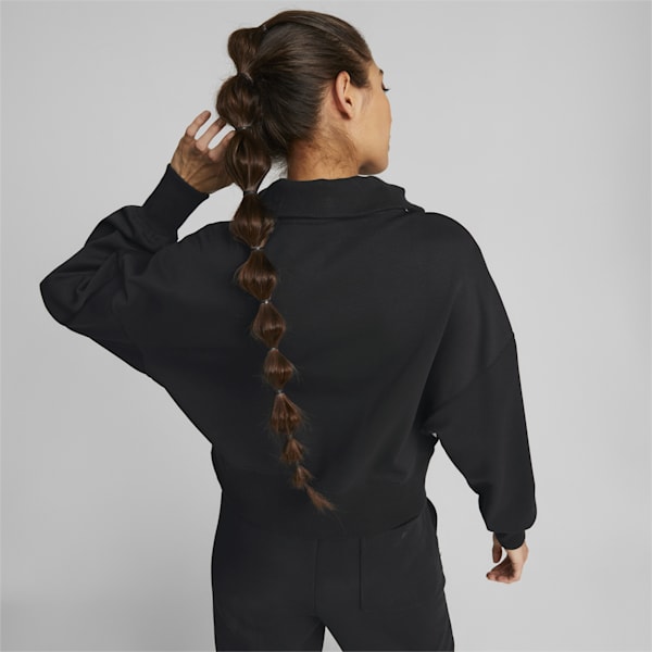 Infuse Women's Half-Zip Oversized Sweatshirt, Puma Black, extralarge-AUS