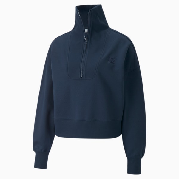 Infuse Women's Half-Zip Oversized Sweatshirt, Marine Blue, extralarge-IND