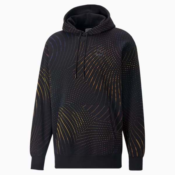 SWxP Printed Men's Relaxed Fit Hoodie, Puma Black-AOP, extralarge-IND