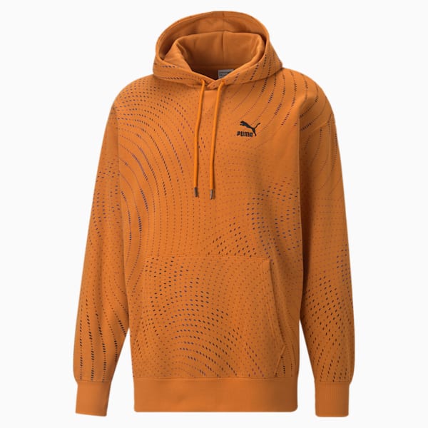 SWxP Printed Men's Relaxed Fit Hoodie, Orange Brick-AOP, extralarge-IND