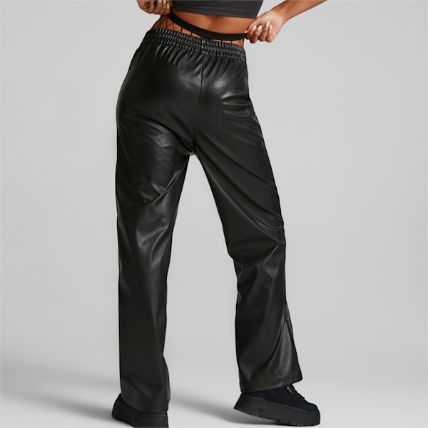 Pantalones T7 Faux Leather de mujer, cuero sintético, Puma Black