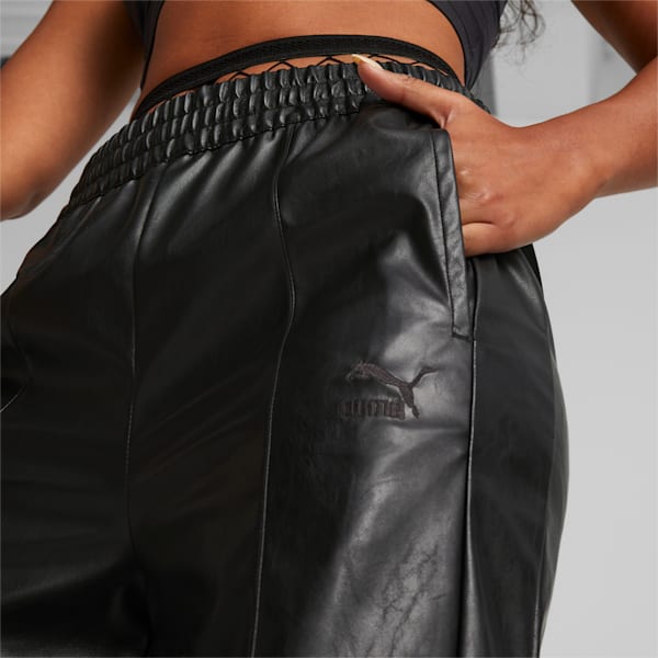 T7 Faux Leather Women's Pants, Puma Black