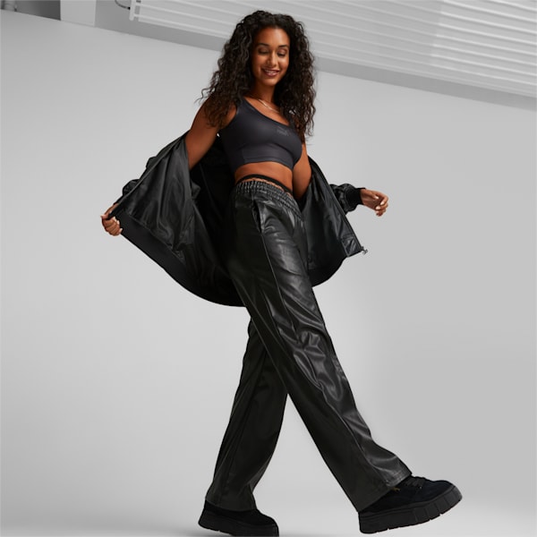 Pantalones T7 Faux Leather de mujer, cuero sintético, Puma Black