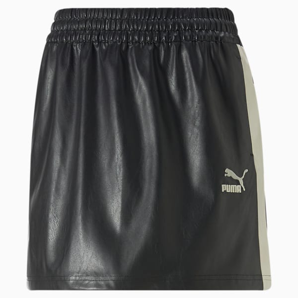 T7 Faux Leather Mini Skirt Women, Puma Black-Pristine, extralarge-IND