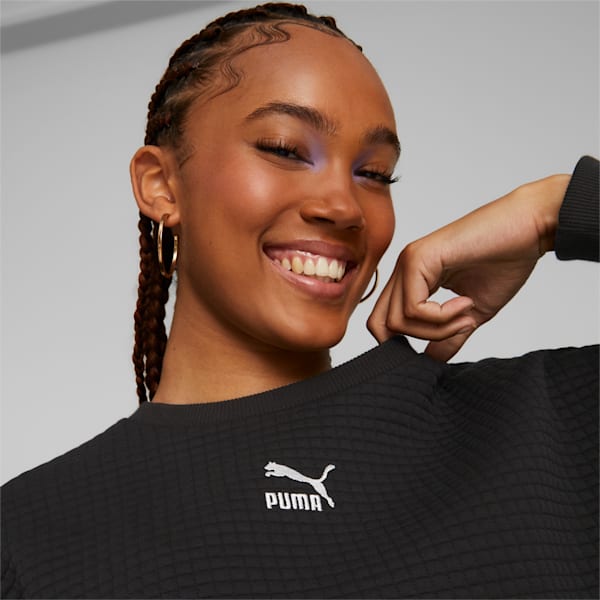 Classics Quilted Women's Sweatshirt, Puma Black, extralarge-IND