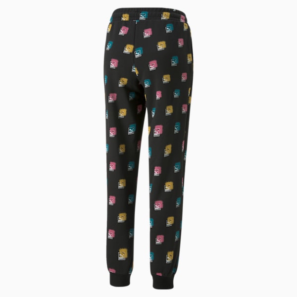 Women's Regular Fit Brand Love All Over Print Sweatpants, Puma Black, extralarge-IND
