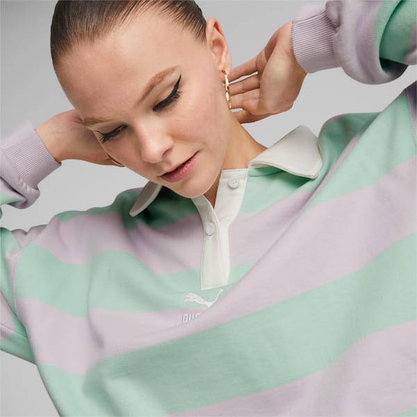 Sportswear by PUMA Striped Long Sleeve Women's Polo, Lavender Fog, extralarge