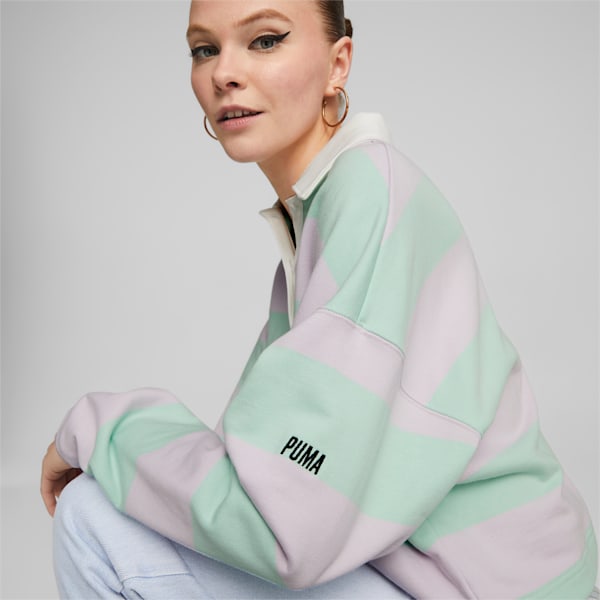 Sportswear by PUMA Striped Long Sleeve Women's Polo, Lavender Fog, extralarge
